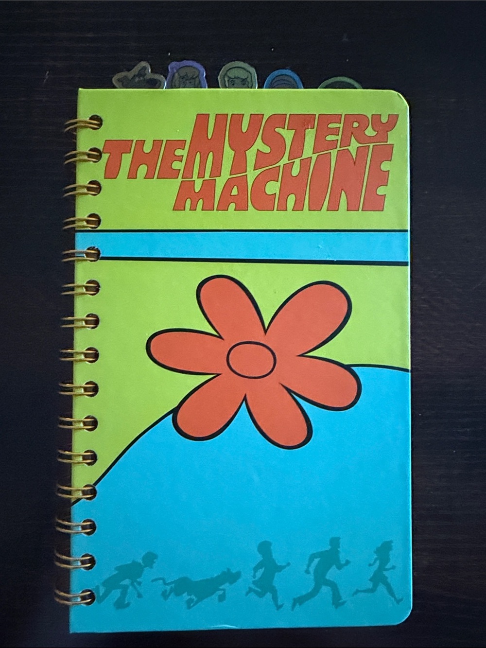 The Mystery Machine Spiral Notebook — Green & Blue Floral Cover